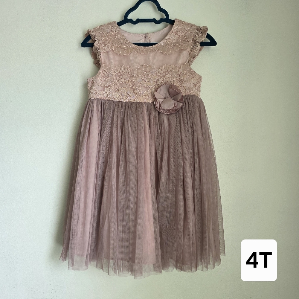 TEVOLIO ELEGANT DRESS Girls Size 4T, Dusty rose pink